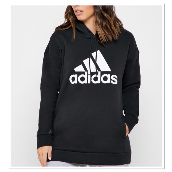 adidas Tops - Adidas Badge Of Sport Black 3 Stripe Hoodie